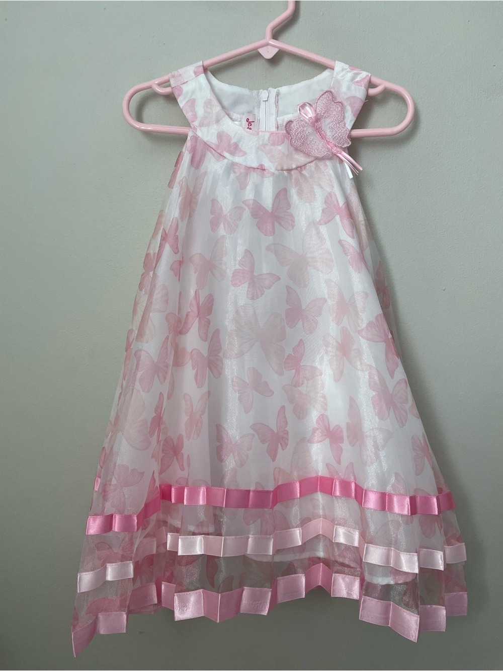 Pink Butterfly Organza Dress 2T